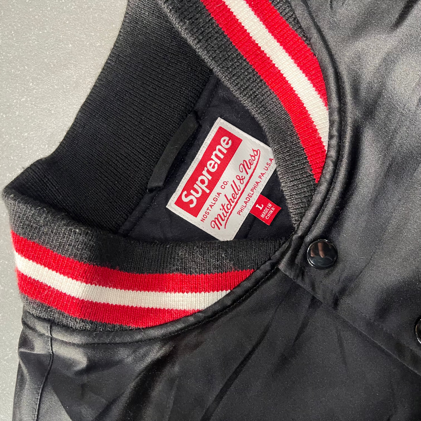 Supreme x Mitchell And Ness Satin Varsity Jacket 'Black'