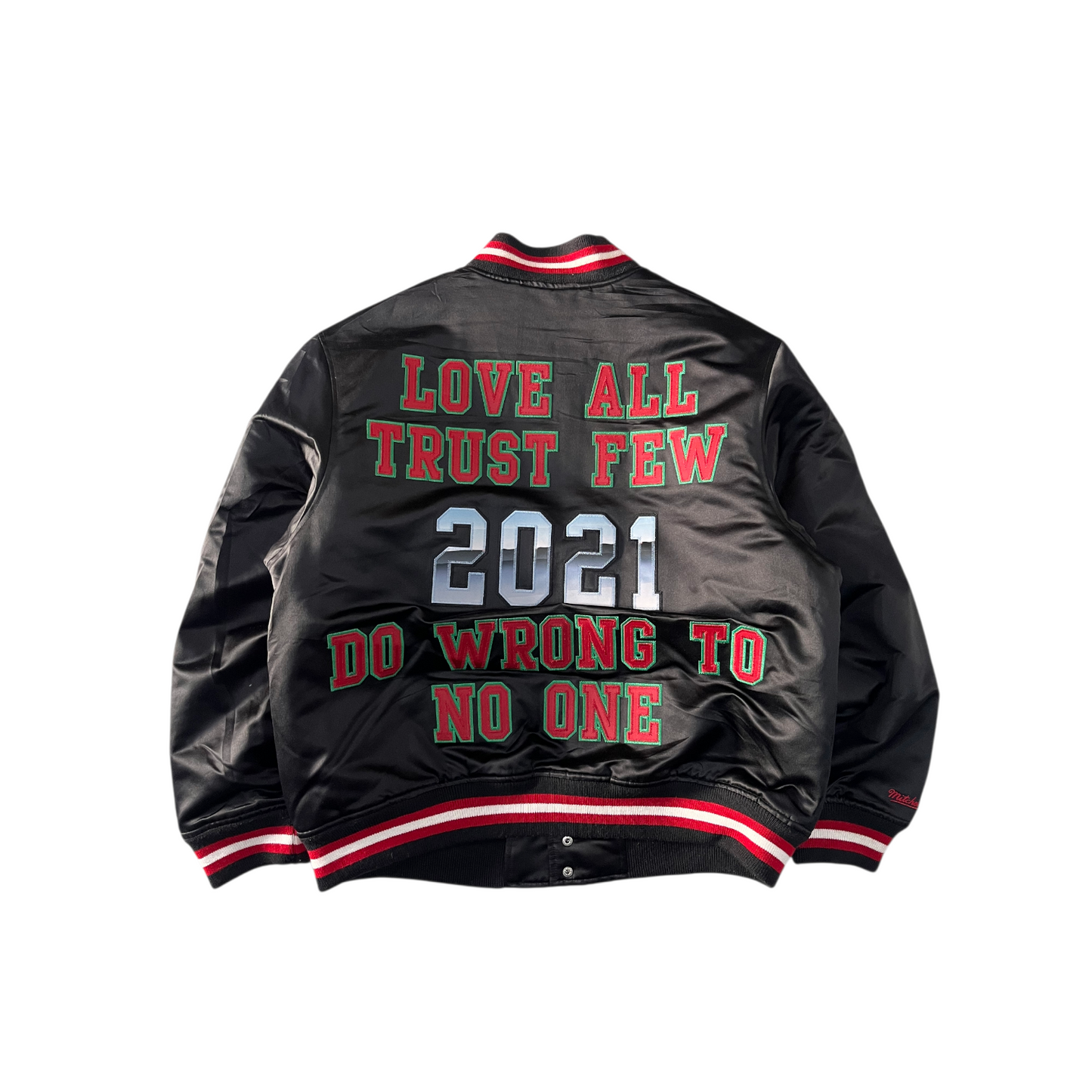 Supreme x Mitchell And Ness Satin Varsity Jacket 'Black'