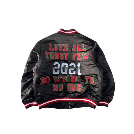 Supreme x Mitchell And Ness Satin Varsity Jacket 'Black'